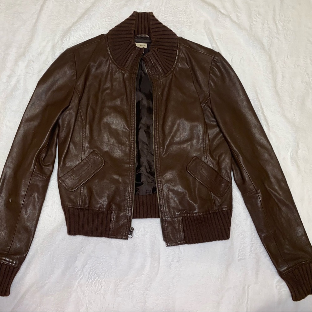 Frenchi Brown Leather Jacket Timeless Style
